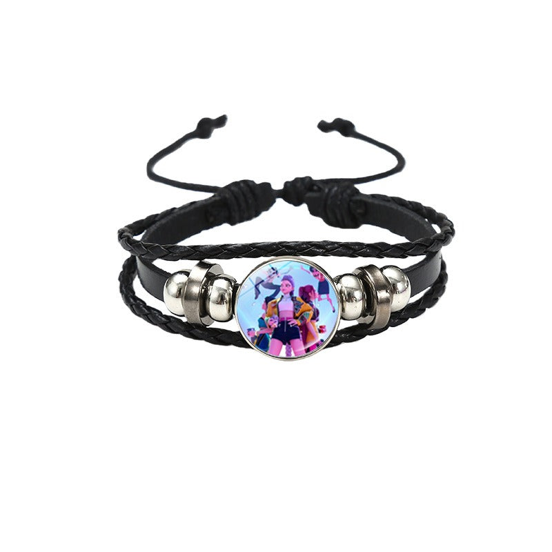 K-Pop Slayers Pink Beaded Stretch Bracelet | Anime Character Charm Wrist Jewelry Cute Girls Fan Collection Gift