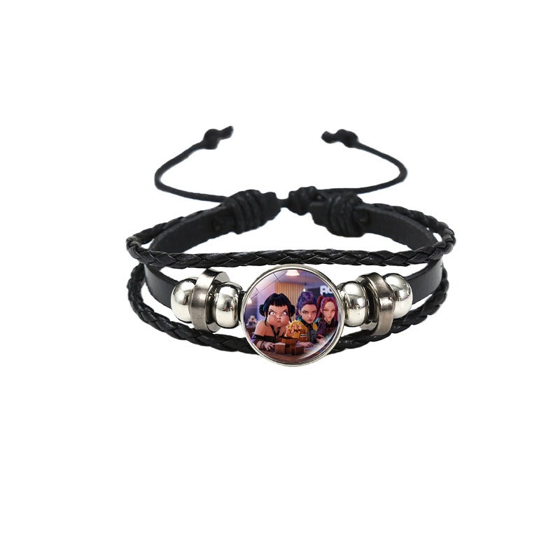 K-Pop Slayers Pink Beaded Stretch Bracelet | Anime Character Charm Wrist Jewelry Cute Girls Fan Collection Gift