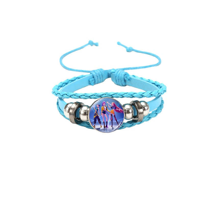 K-Pop Slayers Pink Beaded Stretch Bracelet | Anime Character Charm Wrist Jewelry Cute Girls Fan Collection Gift