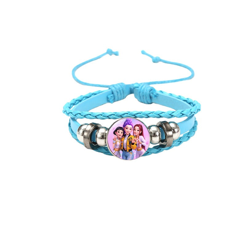 K-Pop Slayers Pink Beaded Stretch Bracelet | Anime Character Charm Wrist Jewelry Cute Girls Fan Collection Gift