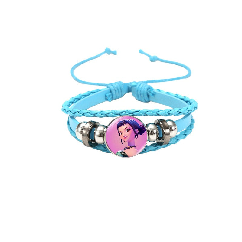 K-Pop Slayers Pink Beaded Stretch Bracelet | Anime Character Charm Wrist Jewelry Cute Girls Fan Collection Gift