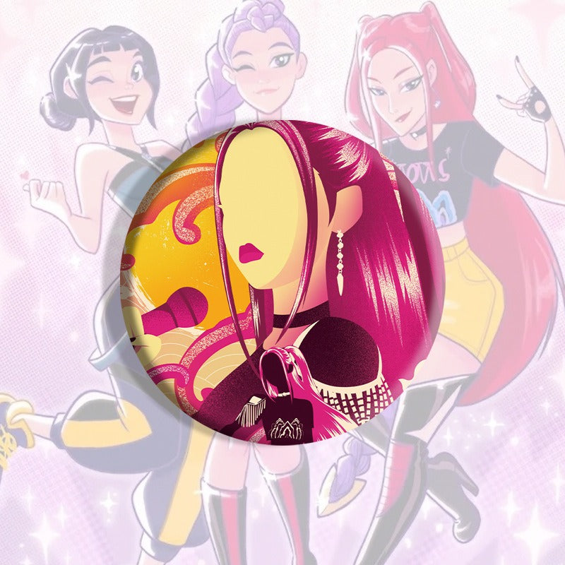 K-Pop Slayers 58mm Round Tin Button Badges | Waterproof Anime Character Metal Brooch Pins Backpack Decor Fan Collection Gift