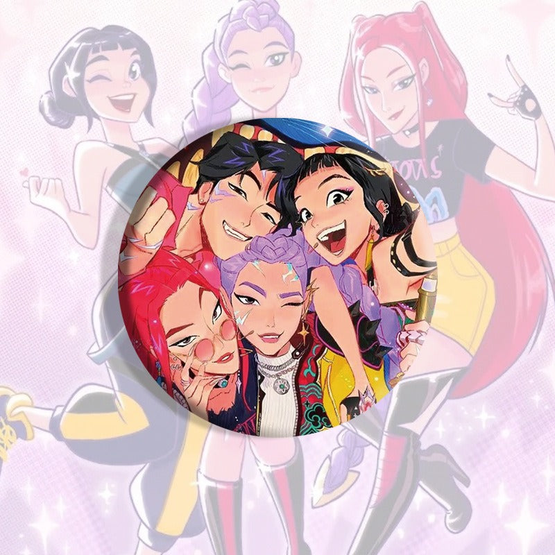 K-Pop Slayers 58mm Round Tin Button Badges | Waterproof Anime Character Metal Brooch Pins Backpack Decor Fan Collection Gift