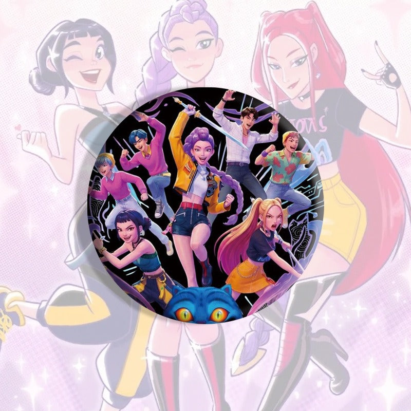K-Pop Slayers 58mm Round Tin Button Badges | Waterproof Anime Character Metal Brooch Pins Backpack Decor Fan Collection Gift