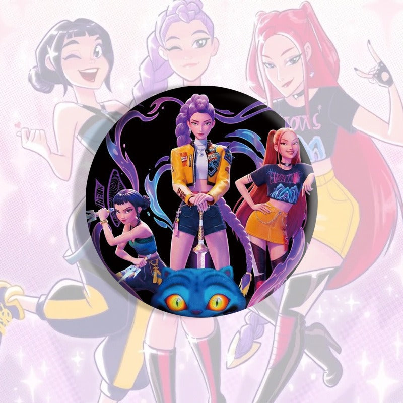K-Pop Slayers 58mm Round Tin Button Badges | Waterproof Anime Character Metal Brooch Pins Backpack Decor Fan Collection Gift