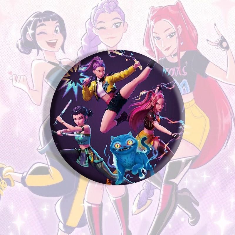 K-Pop Slayers 58mm Round Tin Button Badges | Waterproof Anime Character Metal Brooch Pins Backpack Decor Fan Collection Gift
