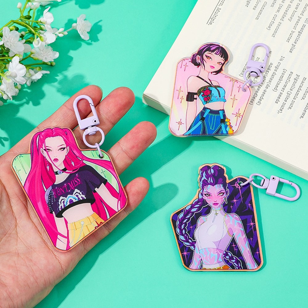 K-Pop Slayers Acrylic Keychain | Double-Sided Printed Cartoon Anime Bag Charm Cute Character Key Ring Fan Collection Pendant