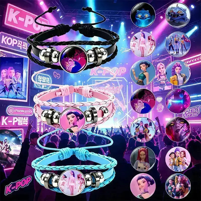 K-Pop Slayers Pink Beaded Stretch Bracelet | Anime Character Charm Wrist Jewelry Cute Girls Fan Collection Gift