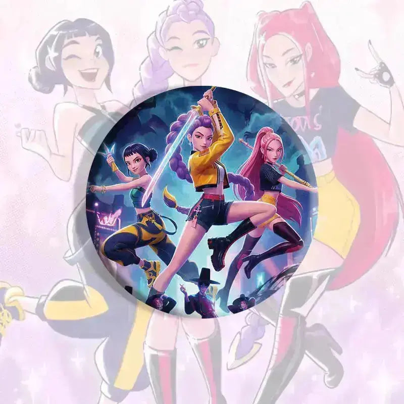 K-Pop Slayers 58mm Round Tin Button Badges | Waterproof Anime Character Metal Brooch Pins Backpack Decor Fan Collection Gift