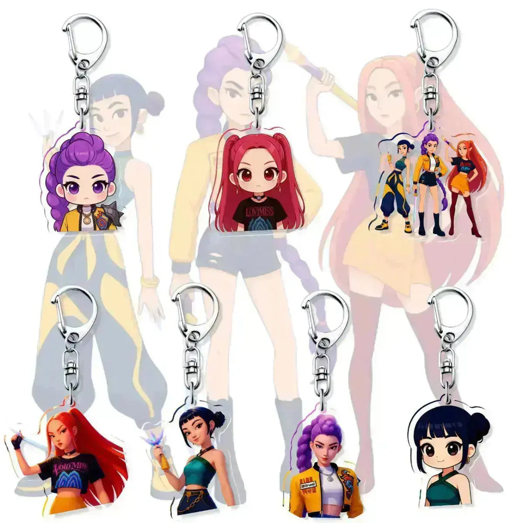 K-Pop Slayers Acrylic Keychain Rumi Mira Zoey | Double-Sided HD Printed Anime Bag Charm Cute Character Pendant Fan Collection Gift